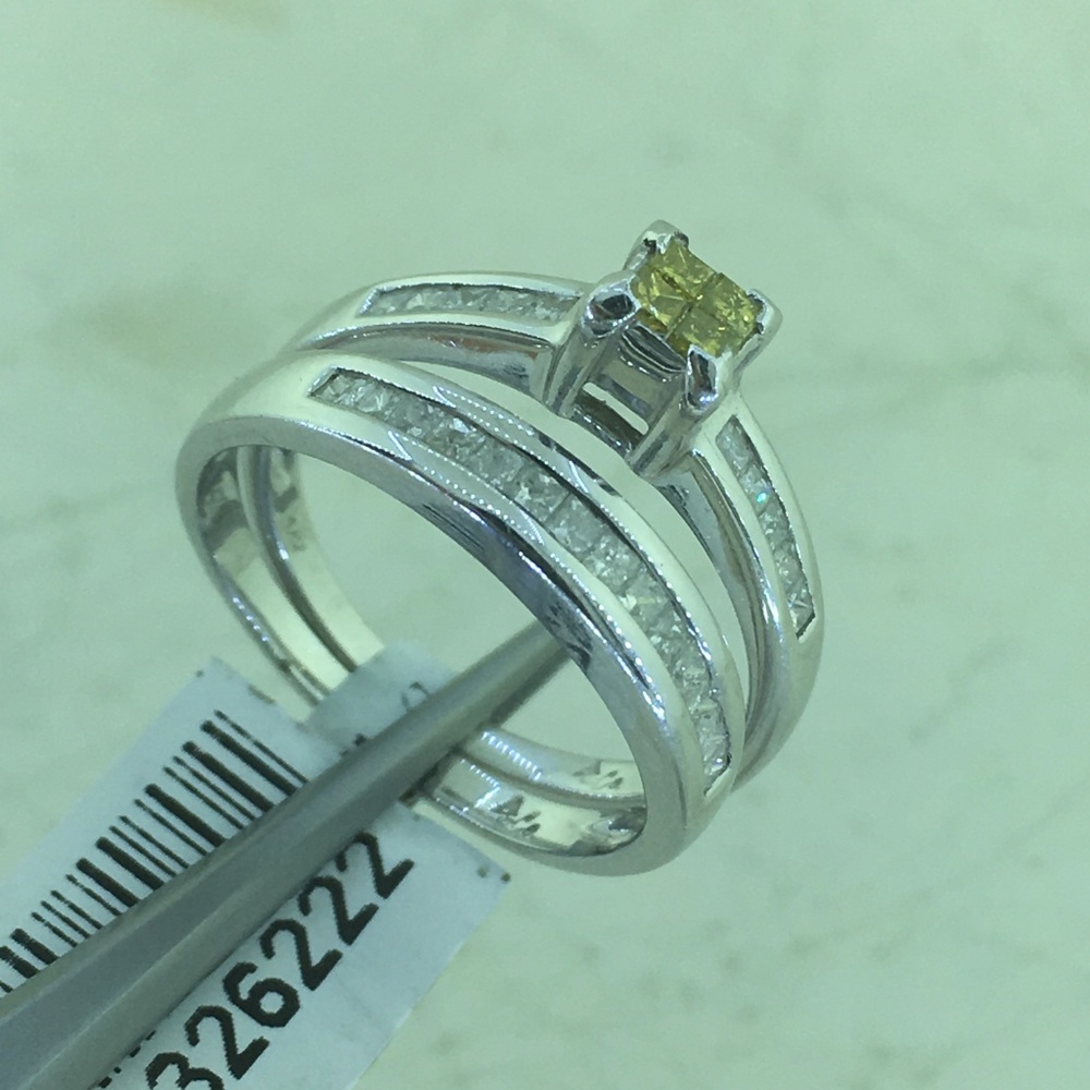 14K White & Yellow Canary Diamond Bridal Ring Set